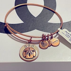 Alex and Ani Sand Dollar Charm Bangle Bracelet, Rafaelian Rose Gold, Expandable